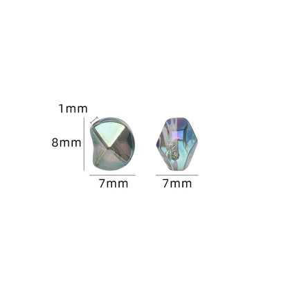 Faceted Four Sided Glass Beads 8mm Electroplated Colorful 50pcs 2
