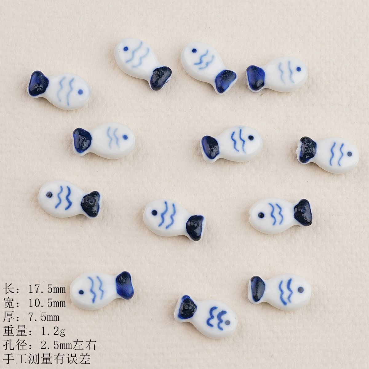 Hand Painted Fish Ceramic Beads Tropical Colorful 5pcs 13