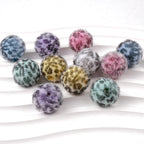 Flocking Leopard Acrylic Round Beads 15mm Colorful Mixed 20pcs 6