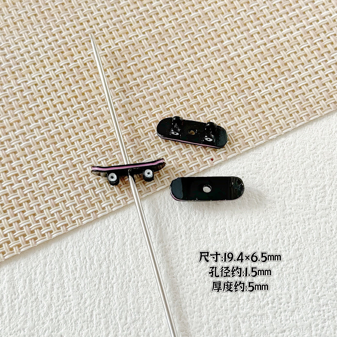 Bow and Skateboard Metal Beads 25mm 19mm Baking Painted Alloy 20pcs 23