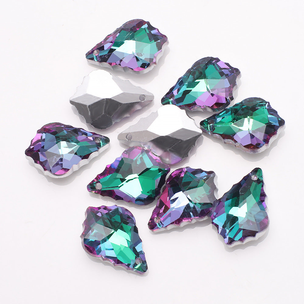 Electroplated Maple Leaf Glass Beads 11x16mm Double-Sided Single Hole 30pcs 30