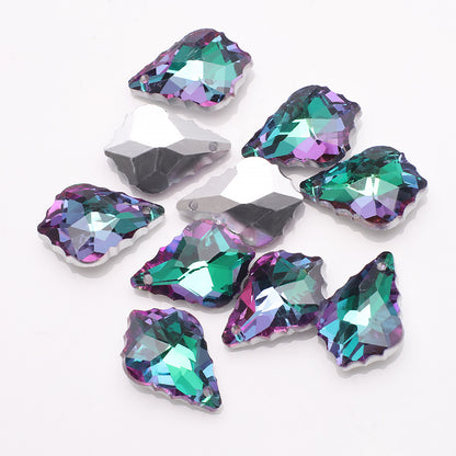 Electroplated Maple Leaf Glass Beads 11x16mm Double-Sided Single Hole 30pcs 30