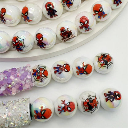 Plating Round Acrylic Beads 16mm Spider Man Printed 50pcs 3