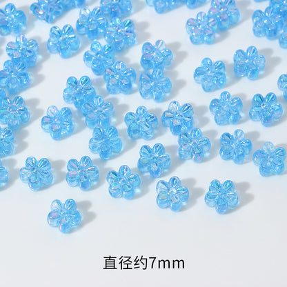 Plating AB Colored Floret Resin Beads 7mm Transparent 100pcs 16