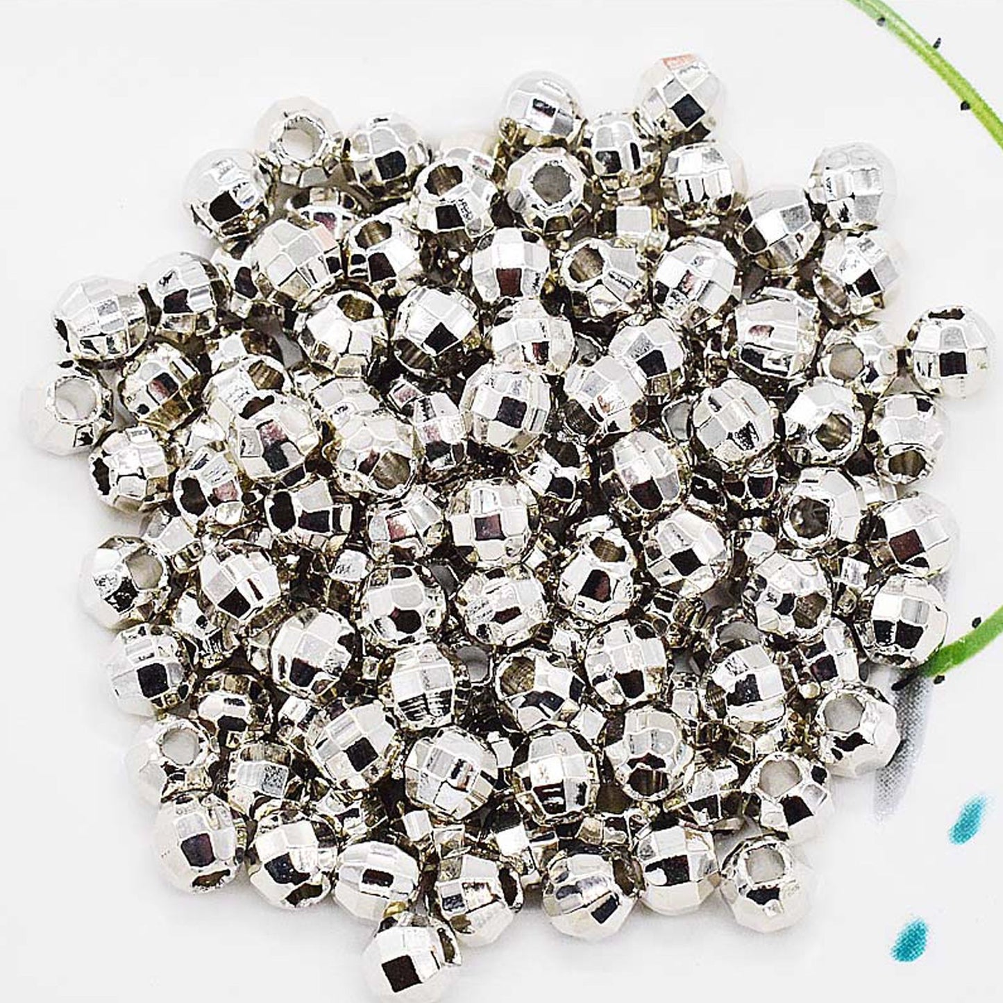 Brass Faceted Round Metal Beads 3-6mm Jewel Tone Sparkle 100pcs 9