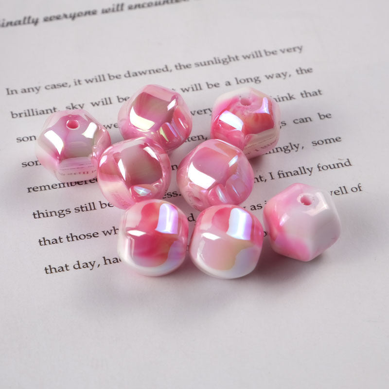 Plating Hexagonal Acrylic Beads 15.8mm Cloud Gradient Color 50pcs 11