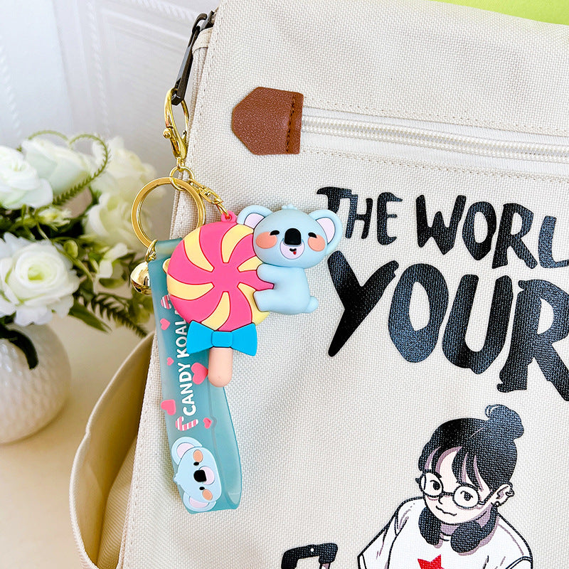 PVC Candy Koala Keychain Pastel Blue Vibrant Candy Shapes 3