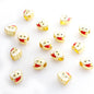 Santa Claus Christmas Tree Metal Beads 10mm Enamel Gold Tone 50pcs 7