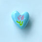 Hand Painted Heart Acrylic Beads 20mm Summer Tulip Pastel 100pcs 13