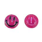 UV Plating Flat Round Acrylic Beads 15mm Glossy Smiley Face 1pc 5