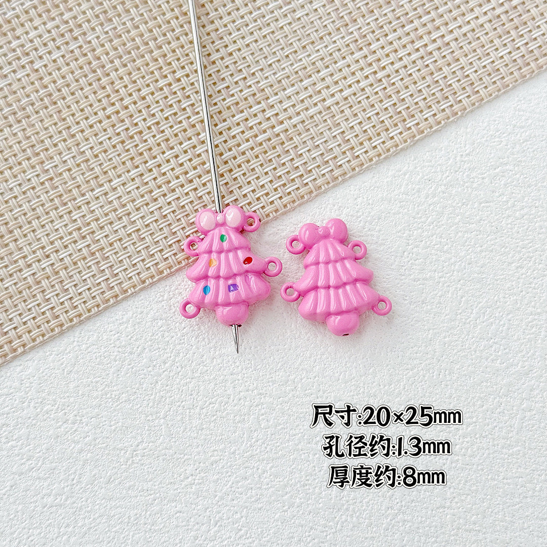 Baking Painted Christmas Tree and Bells Metal Beads 20pcs Festive Colors 34