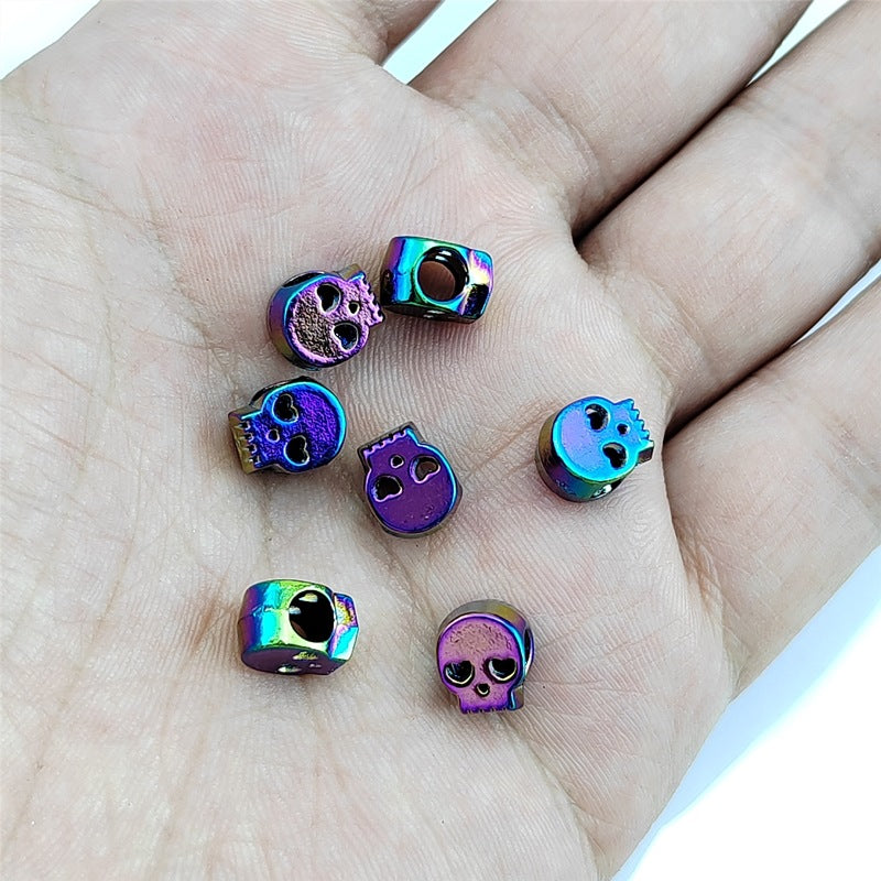 Skull Metal Beads 10mm Colorful Large Hole Zinc Alloy 50pcs 3