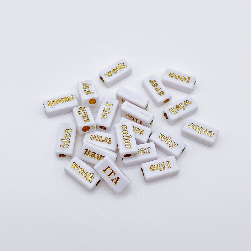 Rectangle Acrylic Tube Beads 8x15mm Colorful Word Letters 1100pcs 8