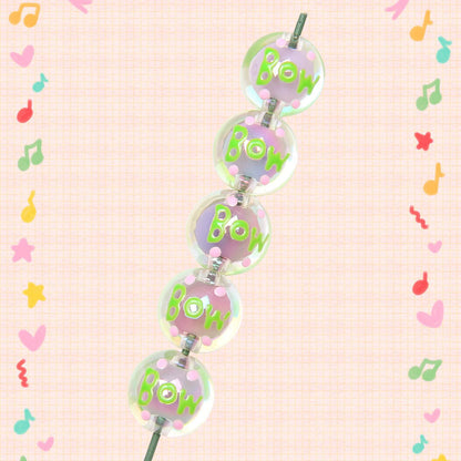 Hand Painted Christmas Tree Gloves Series Acrylic Beads 16mm 5pcs 9