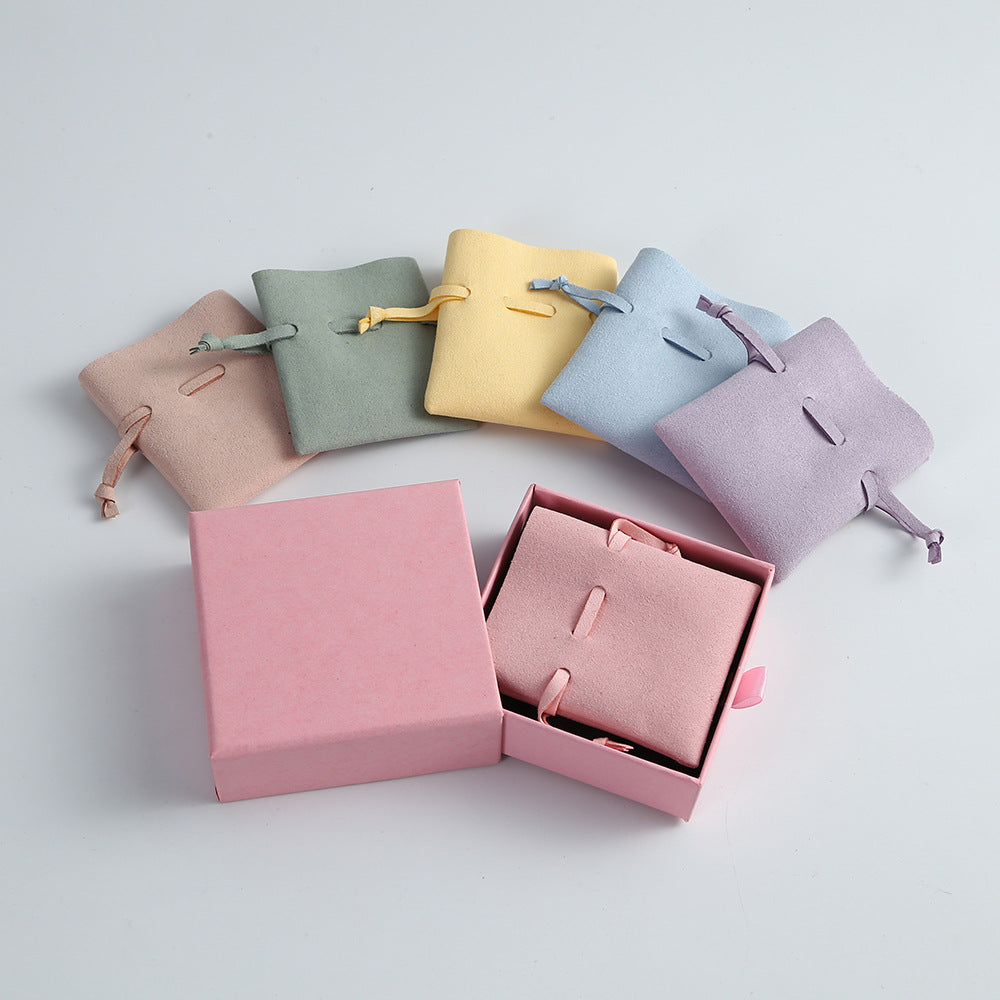 Microfiber Drawstring Pouches Imitation Leather Solid Colors 1pc 7x8 or 8x10cm 3