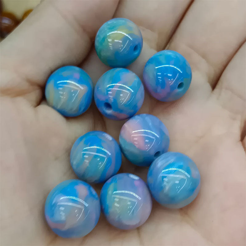 Gradient Resin Beads 16mm Round Dark Ocean Colors Glossy 20pcs 11