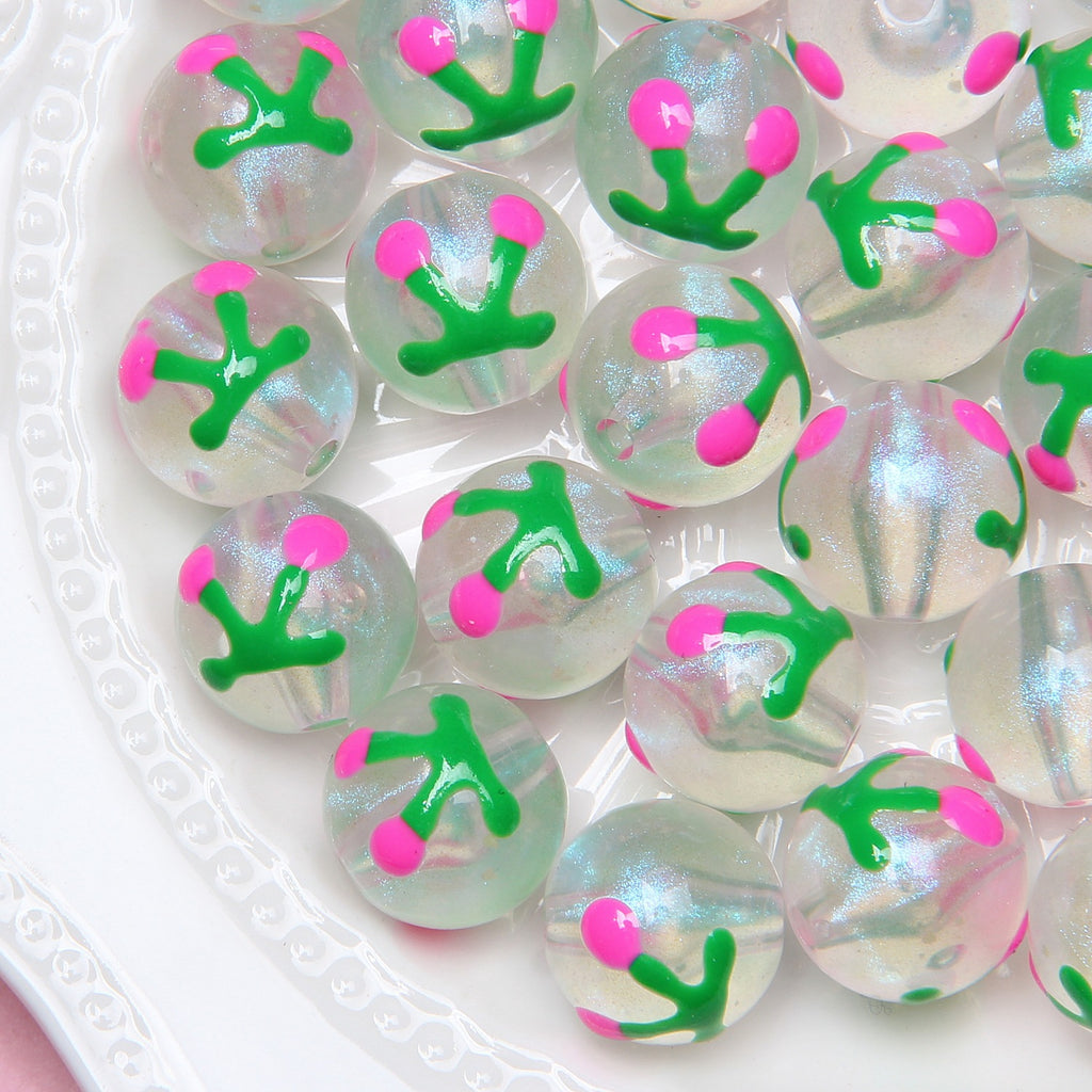 Painted Smiley Face Acrylic Beads 16mm Glow In The Dark 10pcs 3