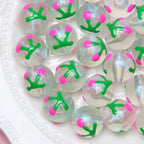 Painted Smiley Face Acrylic Beads 16mm Glow In The Dark 10pcs 3