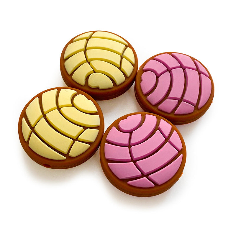 Silicone Focal Beads Bread Textured Pastel Top 20pcs 3