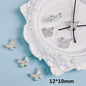 Butterfly Metal Beads 12mm Symmetrical Antique Silver Tone 100pcs 3