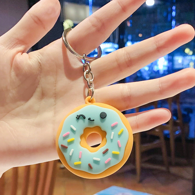 Silicone Donut Keychain Cartoon Food Pastel Sprinkles Winking Face 10