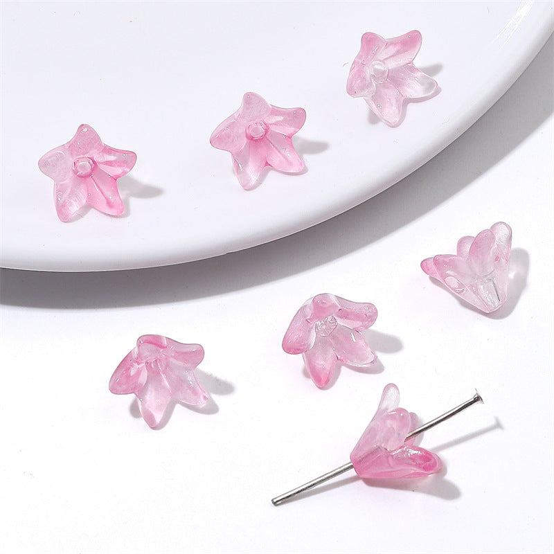Lily Flower Glass Beads 13mm Transparent Mixed Colors 20pcs 9