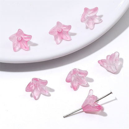 Lily Flower Glass Beads 13mm Transparent Mixed Colors 20pcs 9