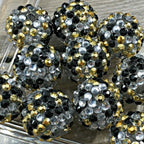 Rhinestone Bubblegum Beads 10-22mm Gold and Silver Mixed Resin 5pcs 2