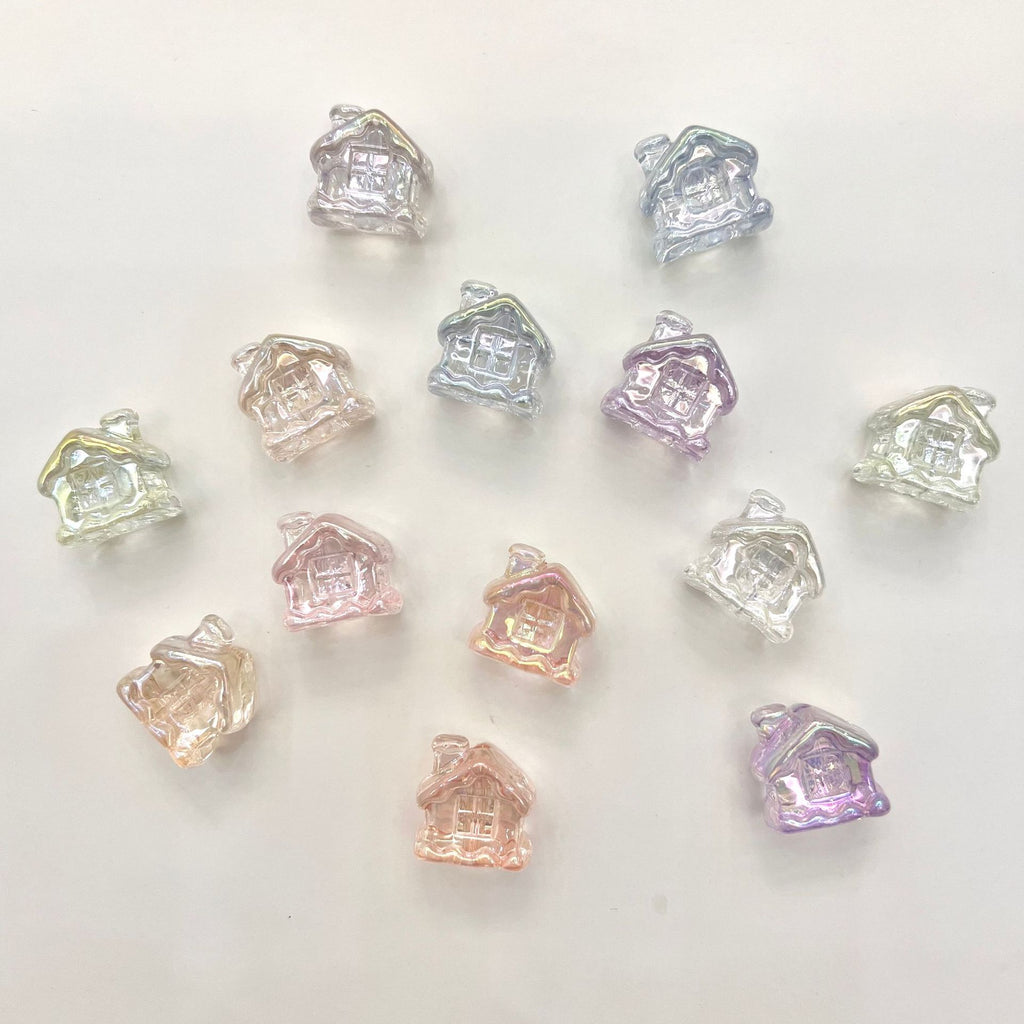 Transparent Snow House Acrylic Beads 20mm Assorted Colors 10pcs 2