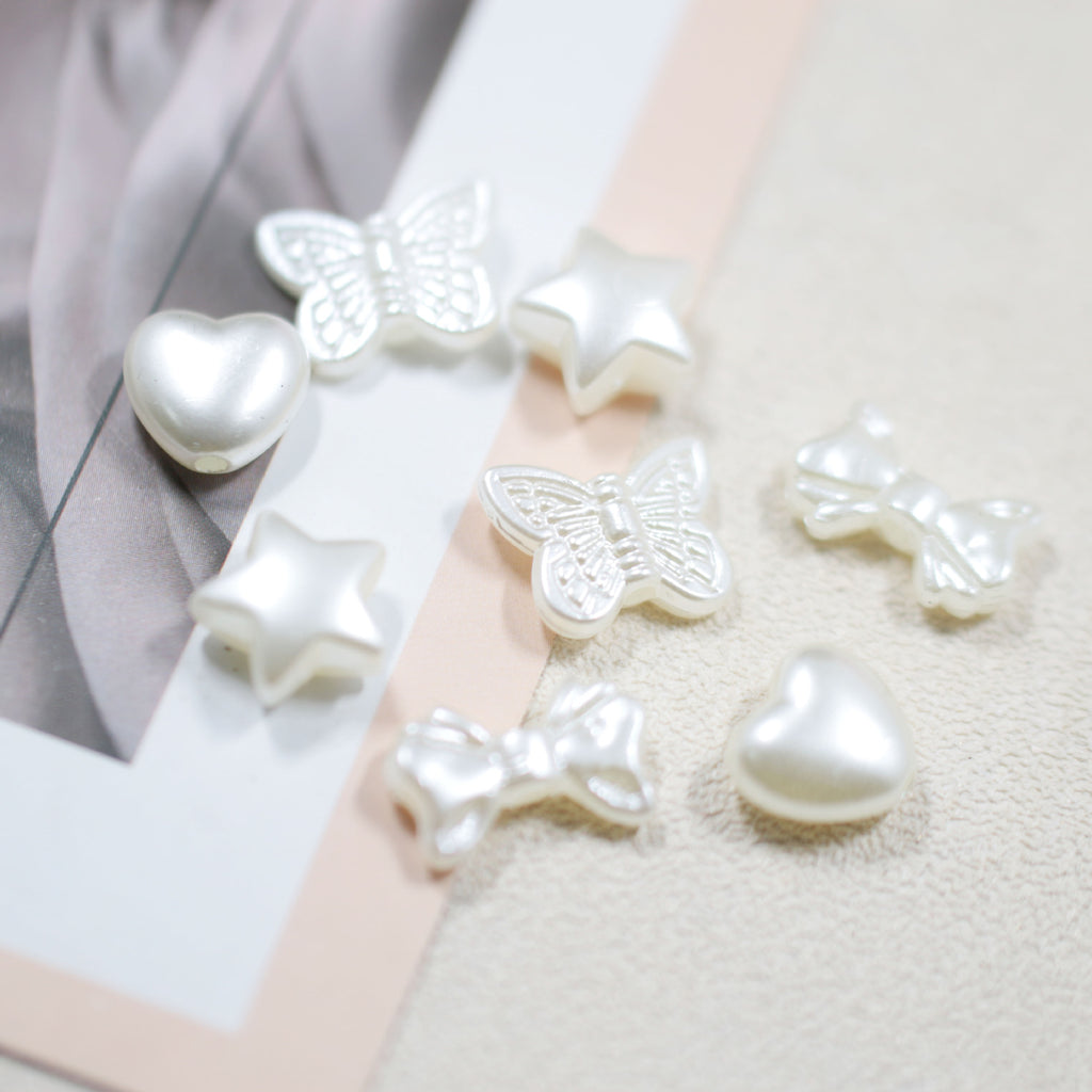 Imitation Pearl Bow Star Series Acrylic Beads Glossy Finish 200pcs