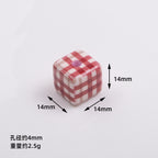 Baking Painted Square Acrylic Beads 14mm Plaid Colorful 50pcs 2