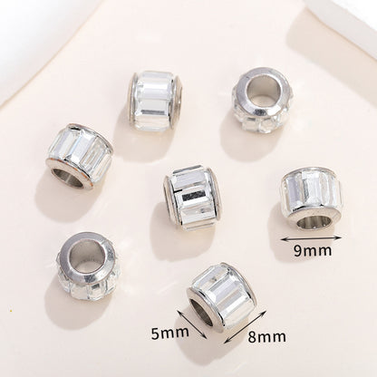 Glass Spacer Beads 9mm White Rhinestone-embedded 100pcs