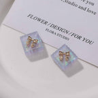 Matte Lace Bow Square Resin Beads 13mm Pastel Colors 10pcs 4