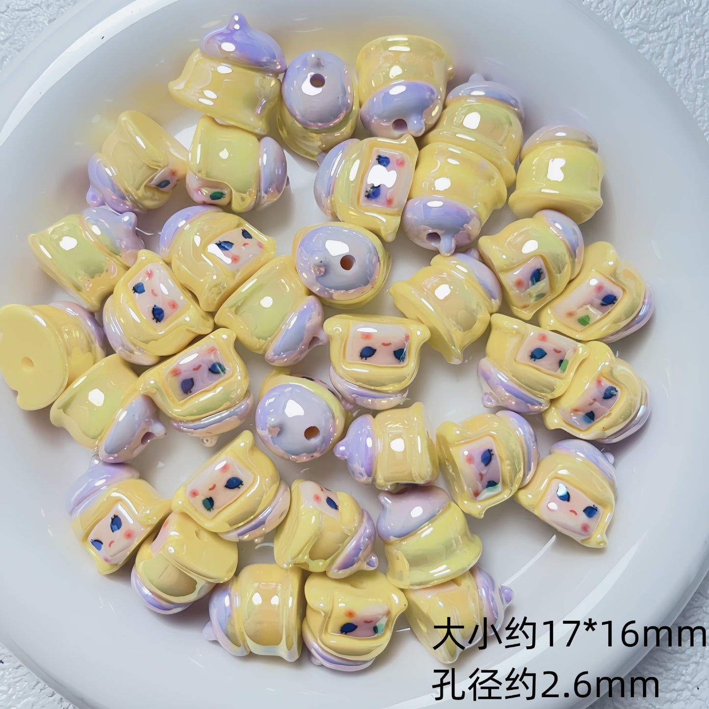 Glossy Iridescent 3D Pop Mart Resin Beads 17-23mm 5pcs 4