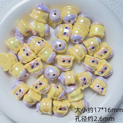 Glossy Iridescent 3D Pop Mart Resin Beads 17-23mm 5pcs 4