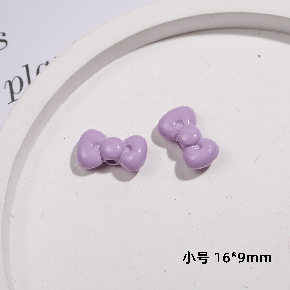 Painted Mini Bow Acrylic Beads 13mm Glossy Mixed Colors 50pcs 15