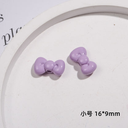 Painted Mini Bow Acrylic Beads 13mm Glossy Mixed Colors 50pcs 15