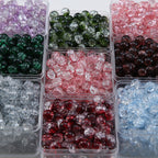 Gradient Crackle Round Glass Beads 10mm Vibrant Mixed Colors 60pcs