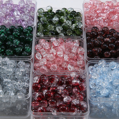 Gradient Crackle Round Glass Beads 10mm Vibrant Mixed Colors 60pcs