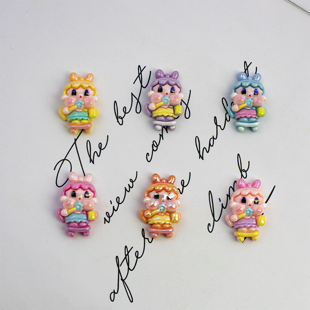 Plating Pop Resin Beads 30mm Crybaby Brushing Teeth Character 10pcs 3