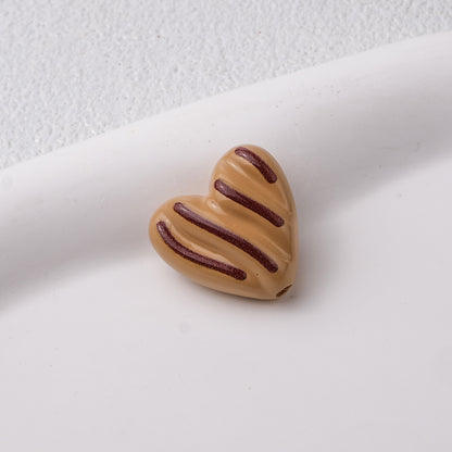 Wavy Stripe Heart Acrylic Beads 19mm Colorful Mixed 20pcs 7