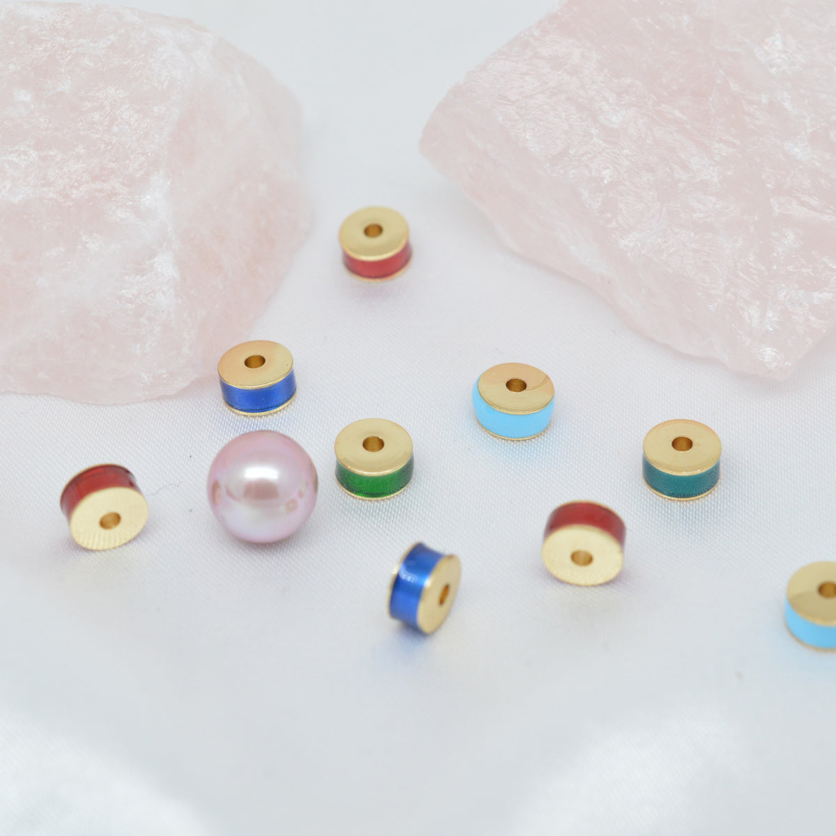 Brass Round Spacer Beads 6mm Colorful Enamel 10pcs