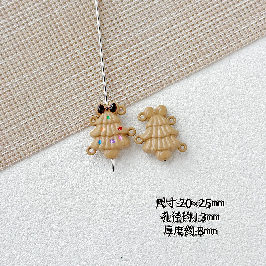 Baking Painted Christmas Tree and Bells Metal Beads 20pcs Festive Colors 37