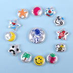 Hand Painted Cartoon Pattern Pearlized Acrylic Beads ABS Plastic 10pcs 3