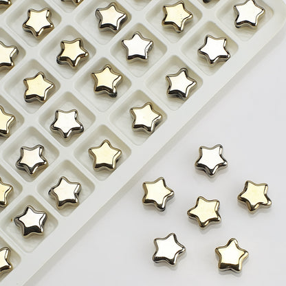 Plated Star Shaped Glass Beads 8mm Rainbow Electroplated 100pcs 13