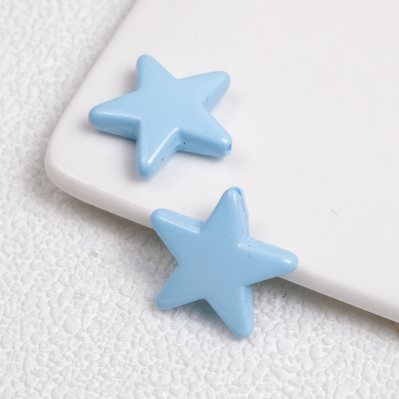 Painted Star Acrylic Beads 21mm Bright Colored Baking Finish 100pcs 14