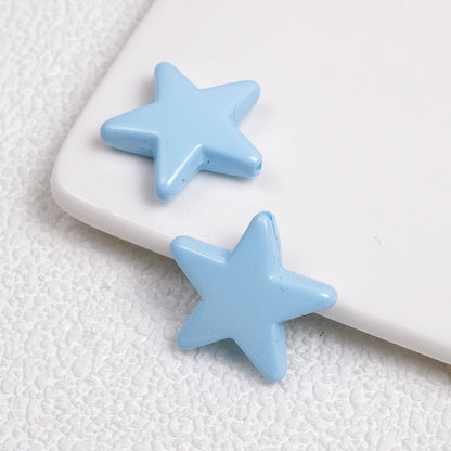 Painted Star Acrylic Beads 21mm Bright Colored Baking Finish 100pcs 14