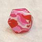 14mm Hexagon Silicone Beads Printed Camouflage Leopard Design 50pcs