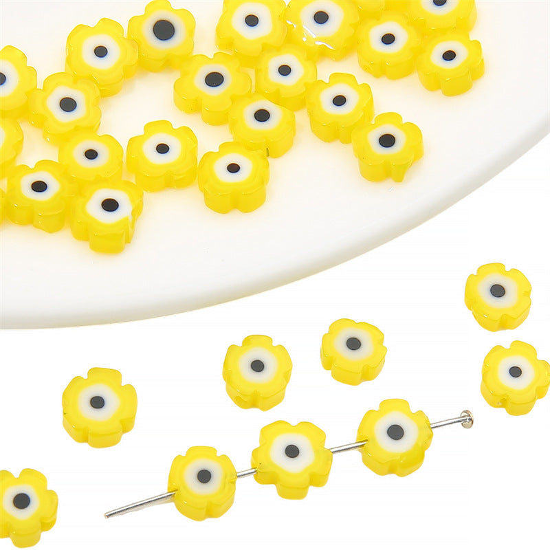 Millefiori Plum Flower Glass Beads 6mm Colorful Mixed 20pcs 9