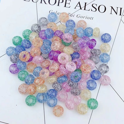 Acrylic Flat Round Spacer Beads 14mm Large Hole Dual Color Crackle 60pcs 7